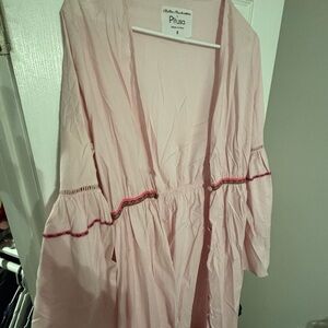 Pitusa Pink Ruffled Cover-up with Embroidered Trim